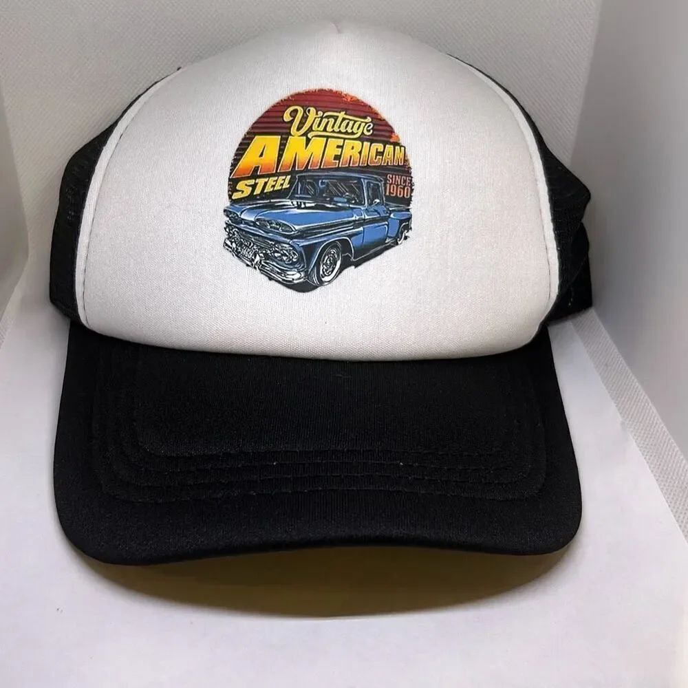 Vintage American Steel Hat – Classic Car Graphic Cap